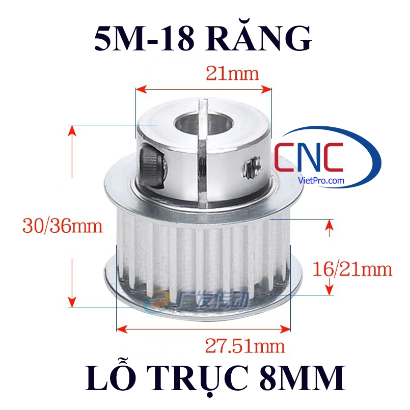 Puly đai răng 5m18 CNCVietPro buly 5m 18 răng