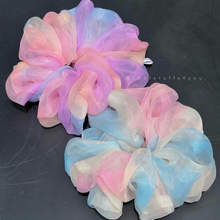 Buộc Tóc Scrunchies Voan Phồng Cầu Vồng 🌈2 Size