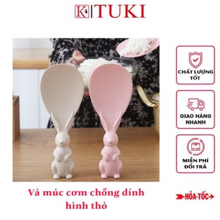 Vá, muôi múc cơm chống dính hình thỏ siêu dễ thương