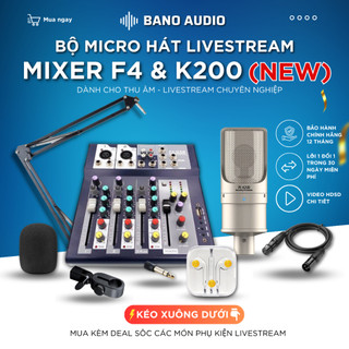 Mic thu âm | micro livestream mixer f4 & mic takstar pc k200 chính hãng, cho hát livestream điện thoại chuyên nghiệp