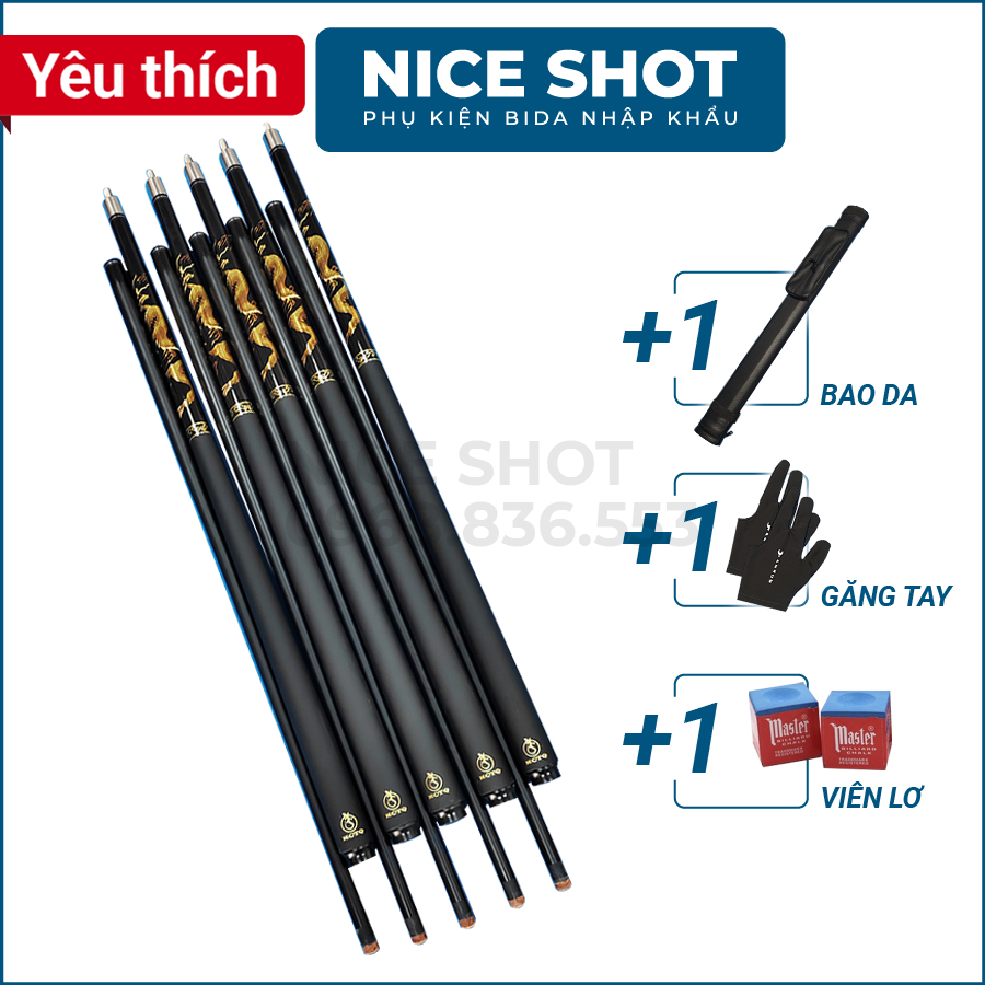 Cơ Bida Lỗ Cá Nhân Tiêu Chuẩn - Gậy Bi A Lip CLB Màu Đen