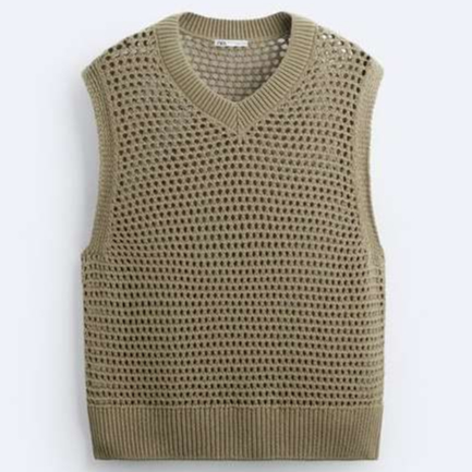 Áo gi lê Zara authentic CROCHET KNIT VEST size S-M