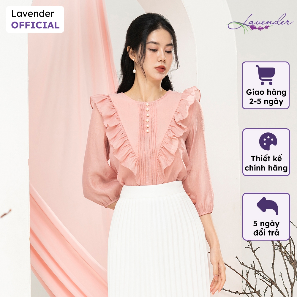 Áo sơ mi công sở nữ LAVENDER màu hồng phấn cổ bèo mềm mại A3006
