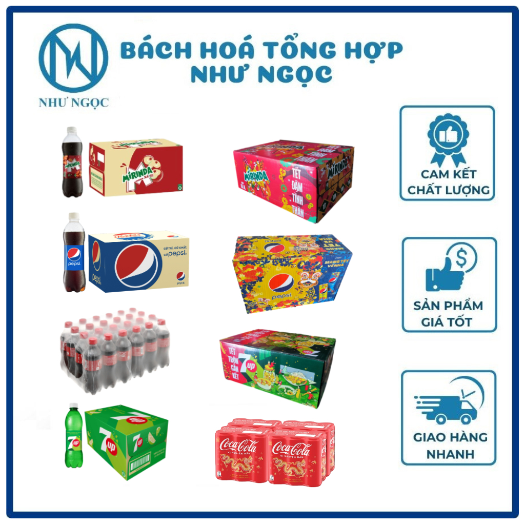 THÙNG NƯỚC NGỌT CÓ GAS - PEPSI/ COCA/ 7UP/ XÁ XỊ - Bách Hóa Tổng Hợp Như Ngọc