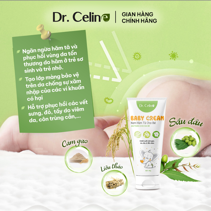 Kem hăm tã phục hồi da cho bé Dr.Celine baby cream 50g