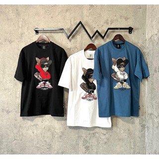 Áo thun lifework logo thêu bull dog đeo kính