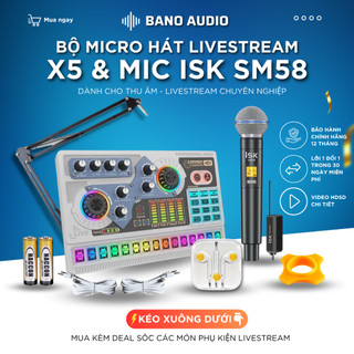 Mic Thu Âm | Micro Livestream Sound Card X5 & Mic ISK SM58 Hát Livestream Điện Thoại Chuyên Nghiệp, Baongoc audio