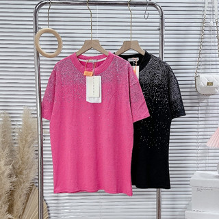 Áo Thun Nữ Ngắn Tay Loang Màu Đính Đá, Cotton, Thấm Hút Mồ Hôi, Phong Cách, CTP612123
