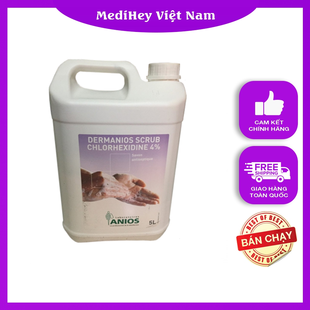 Dung dịch rửa tay Dermanios Scrub Chlorhexidine 4% 5 lít