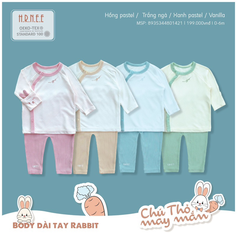 Hrnee - Bộ sơ sinh cài chéo rabit