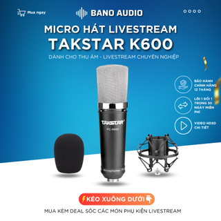 Mic Thu Âm | Micro Livestream TAKSTAR PC K600 Chính Hãng, Cho Thu Âm Hát Livestream Điện Thoại Chuyên Nghiệp
