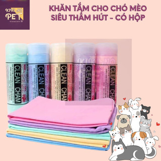 Khăn tắm siêu thấm dành cho chó mèo size lớn 66x43cm, vải khô siêu nhanh màu ngẫu nhiên - kikino