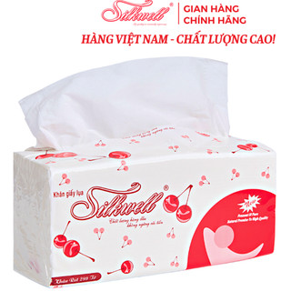 Khăn giấy ăn rút lụa cao cấp Silkwell 280 tờ 2 lớp Cherry đỏ mềm mịn
