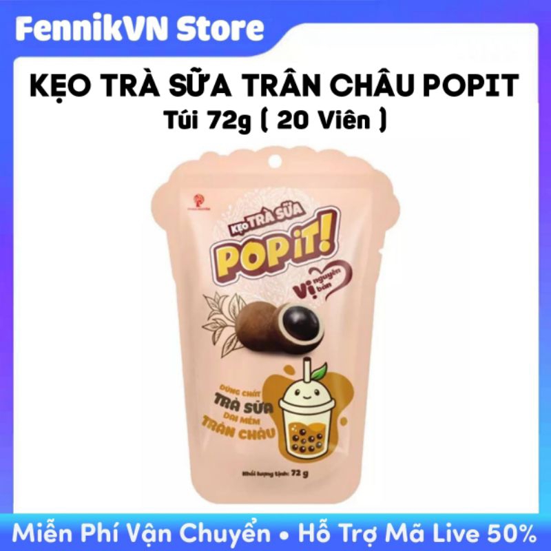 Kẹo Trà Sữa Trân Châu Popit 72g