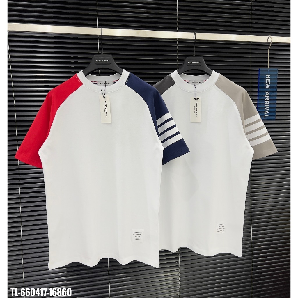 Áo thun Thom Browne 4 sọc phối vai thiết kế hot trend Nam Nữ Siêu Đỉnh 2024