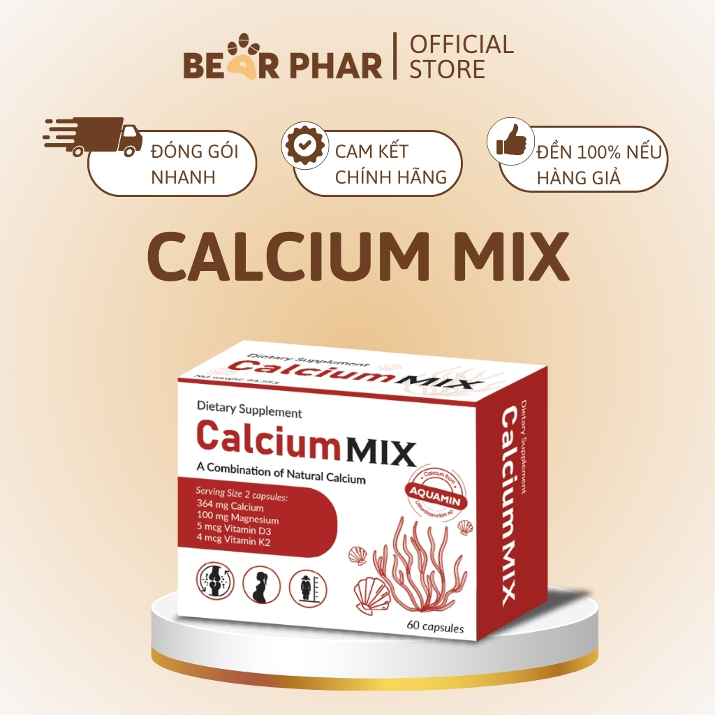 Viên uống canxi Calcium Mix, canxi từ tảo biển đổ, bổ sung canxi cho mẹ bầu