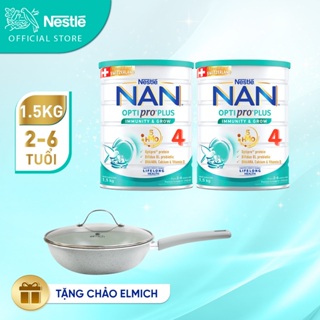 Tặng Chảo Elmich  Bộ 2 Lon sữa bột Nestlé NAN OPTIPRO PLUS 4 1500g lon với