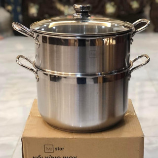 Bộ Nồi Xửng Hấp Inox 3 Đáy Fivestar Đường Kính 20/24/26/28/30/32 cm Dùng Bếp Từ, Hàng Chính Hãng Bảo Hành 5 Năm