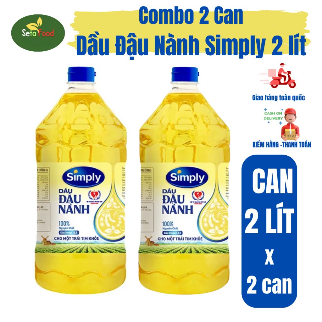 2 Can Dầu Ăn Simply Đậu Nành 2 Lít Tổng 4 Lít