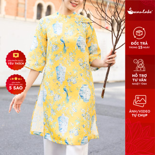 SWANLAKE |  Áo Dài Nhã An Chất Vải Gấm Bông Cách Tân Tay Lỡ - L10022LW07