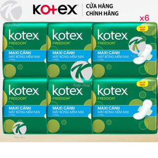  Combo 6 Gói Băng Vệ Sinh Kotex Freedom MAXI   Dày   Có Cánh 8 Miếng 