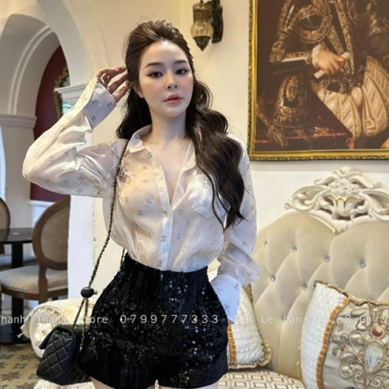 Áo Sơ Mi Nữ Sang Chảnh, Sơ Mi Nữ Tay Dài Xuyên Thấu Chất Vải Tơ Nhũ Mỏng Chữ X Sang Chảnh Cao Cấp Form Rộng Giấu Quần | BigBuy360 - bigbuy360.vn