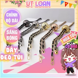 Dây đeo túi có thể điều chỉnh độ dài linh hoạt da đen đan xích 7mm u2242