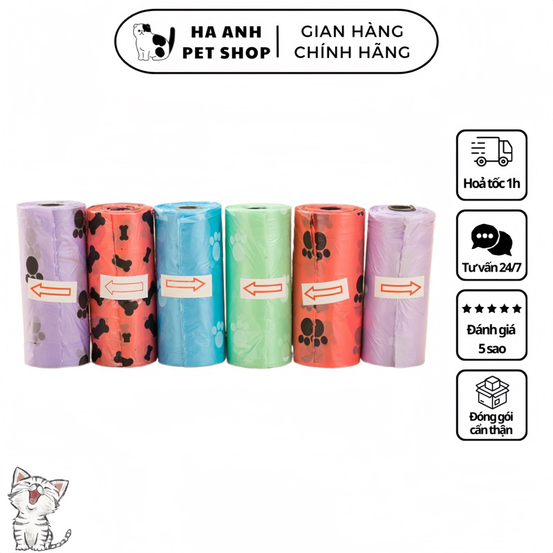 Túi nilon hót phân chó mèo tự phân huỷ (15 túi/cuộn)