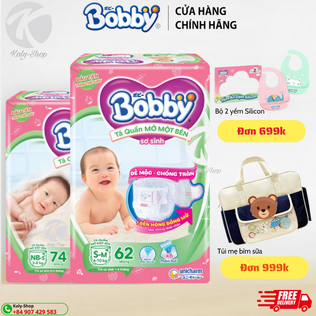 Bobby Tã Quần Mở Một Bên Bobby size NB-s 74 Miếng /Bobby size S-m 62 Miếng