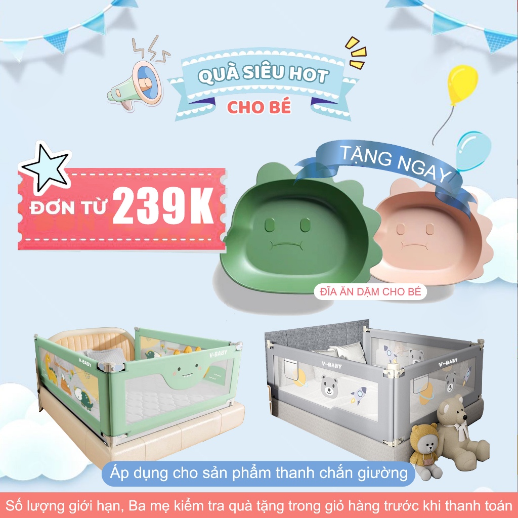 Thanh chắn giường 2024 V-BABY N1S & N1 Nâng Hạ 1 Bên & N002 & N3 Cao Cấp - 1 thanh 1 mặt