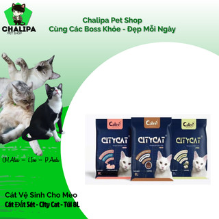 Cát vệ sinh cho mèo city cat 8l, cát đất sét siêu vón, khử mùi, ít bụi