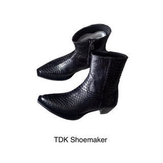 Python santiago boots giày bốt nam da trăn nguyên tấm đế da khâu mckay gót 5cm