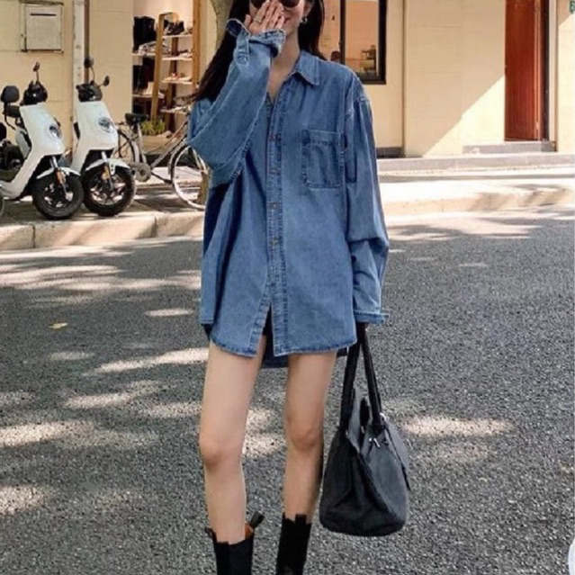 Áo khoác Jean nữ Big size AnnyTrinh tay dài cá tính.