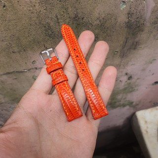 Dây đồng hồ da kỳ đà ý handmade 100%, màu cam