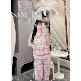 Bộ mặc nhà lụa Sam luxury, pijama lụa tay ngắn quần dài
