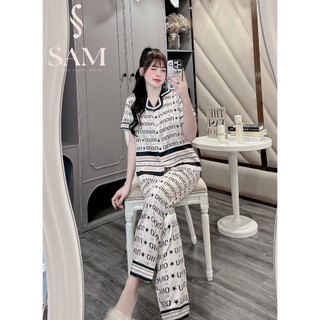Bộ mặc nhà lụa Sam luxury, pijama lụa tay ngắn quần dài