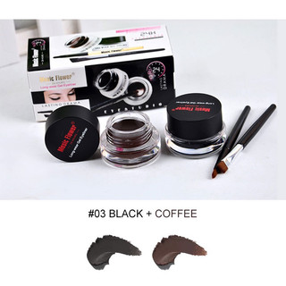 Hộp 2 mầu gel vẽ mắt + vẽ chân mày đen và nâu tặng kem chổi vẽ eyeliner 3 FACE MAEKUP 24H