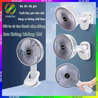 Quạt bàn kẹp cầm tay quạt mini 3 tốc độ gió điều chỉnh tiện lợi sạc tích điện, sạc pin usb tiện dụng xoay 720 độ