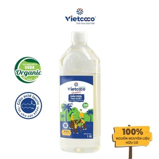 Vietcoco Dầu dừa tinh khiết dưỡng da, dưỡng tóc Pure Organic Extra Virgin Coconut Oil Premium 1 Lít