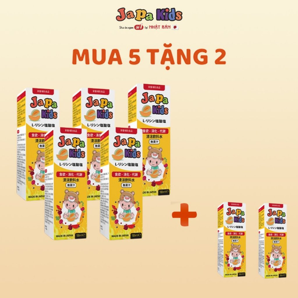 Combo 5 chai siro ăn ngon Japa Kids tặng 2 chai thể tích 100 ml nhập khẩu Nhật Bản Japa Kids
