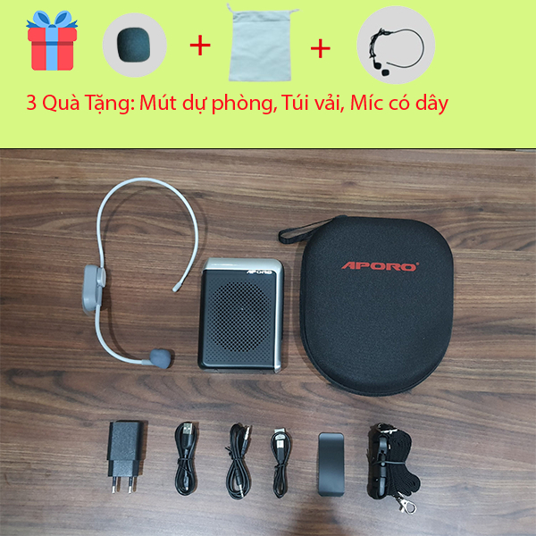 Loa máy trợ giảng không dây Aporo T18 Plus 2.4G Wifi Bluetooth 5.0 (Lựa chọn thêm Hộp bảo vệ chính hãng)