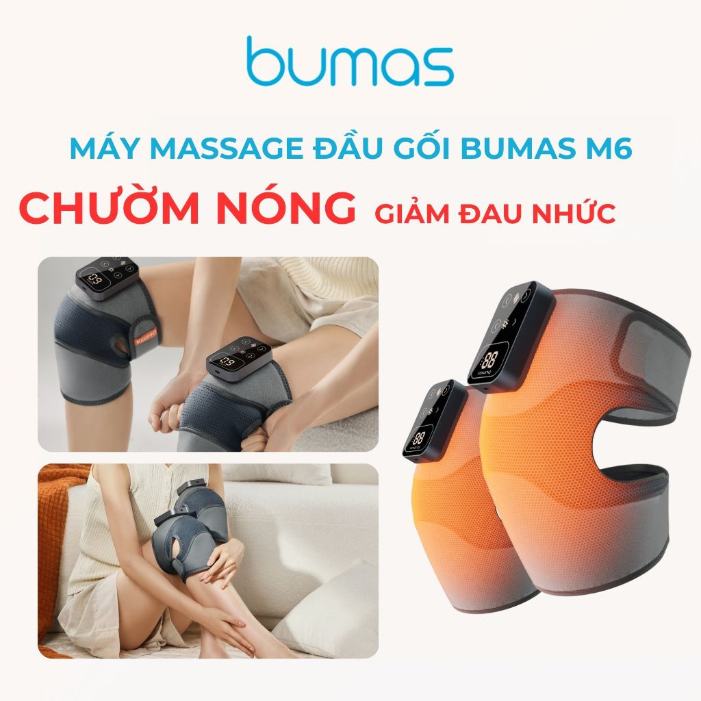 Máy Massage Đầu Gối BUMAS M6 - Mát Xa Chườm Ấm Giải Tỏa Áp Lực Khớp Gối