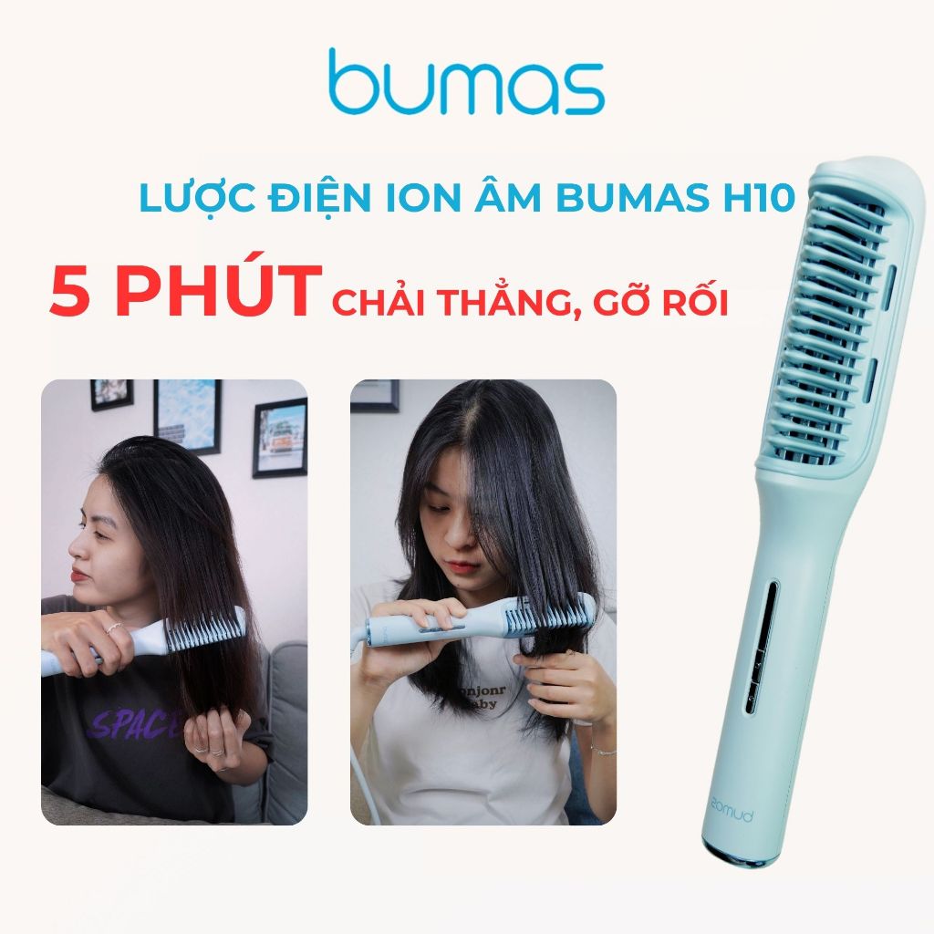 Lược Điện Duỗi Thẳng Ion Âm BUMAS H10 - Tóc Luôn Thẳng Mượt Bằng Tác Động Nhiệt, Chăm Sóc Tóc Chắc Khỏe Với Ion Âm