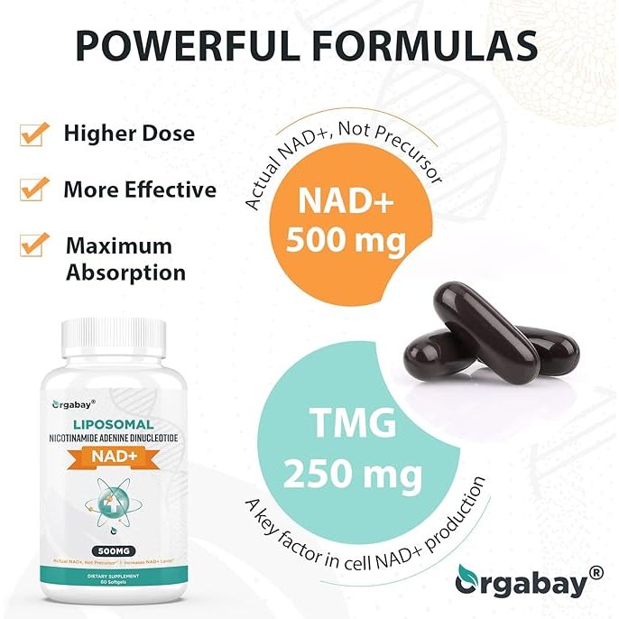 Orgabay Viên NMN Liposomal NAD+ 500mg Chống Lão Hóa, Sửa Chữa Tế Bào Nicotinamide Mononucleotide 60v