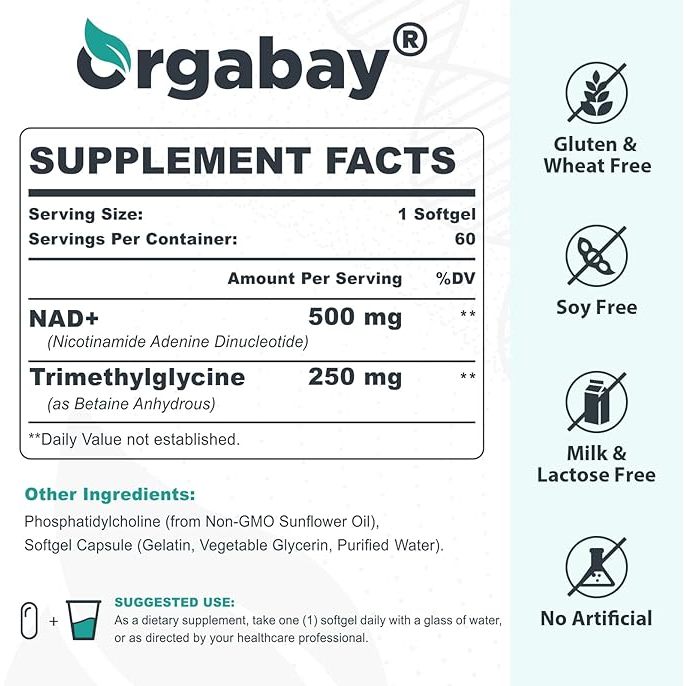 Orgabay Viên NMN Liposomal NAD+ 500mg Chống Lão Hóa, Sửa Chữa Tế Bào Nicotinamide Mononucleotide 60v