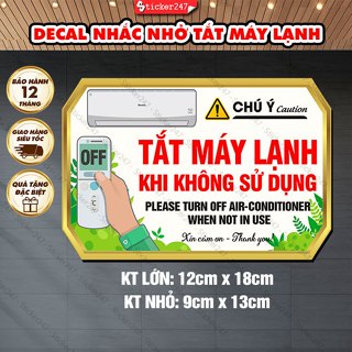 Decal Tắt Máy Lạnh Khi Không Sử Dụng 🌈𝑭𝒓𝒆𝒆𝒔𝒉𝒊𝒑 Decal Dán Tắt Máy Lạnh - Sticker Tắt Điện Chống Nước Dán Công Ty, Nhà Ở