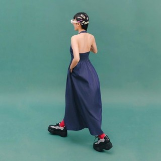 Libé Workshop NAVY HALTER NECK SOFT DENIM MAXI DRESS