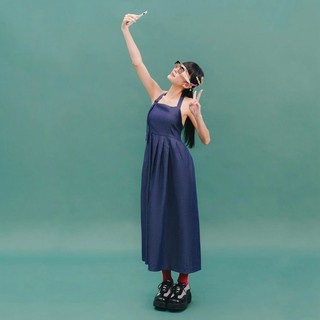 Libé Workshop NAVY HALTER NECK SOFT DENIM MAXI DRESS