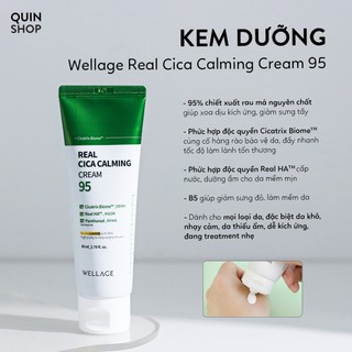 Kem dưỡng da wellage real cica calming 95 cream 80ml/ serum wellage cica calming 95 ampoule 50ml