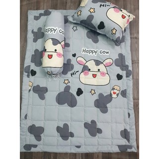 (Rẻ vô địch) Sét 5 món dành cho bé gồm chăn trần bông + 1 vỏ nằm + 1 ruột nằm + 1 vỏ ôm + 1 ruột ôm - [bò happy]
